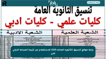 رابط موقع تنسيق الثانوية العامة 2025 للاستعلام عن نتيجة المرحلة الأولى الآن